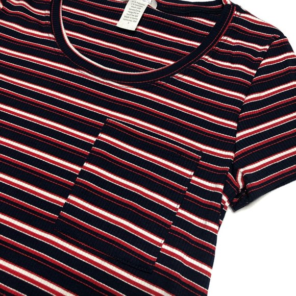 Honey and Lace Dixon Tee Red White & Blue Stripes Ribbed Material Small New NWT - Picture 2 of 5